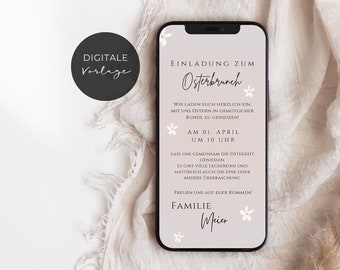 digitale Handy Einladung zum Osterbrunch minimalistisch | animierte eCard Osteressen Rosegold | personalisierbare Ostereinladung Canva 754