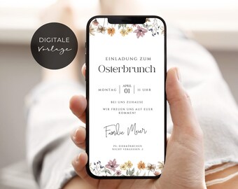 digitale Einladung zum Osterbrunch | eCard Osteressen minimalistisch | personalisierte Ostereinladung Vorlage | Versand per Handy 714