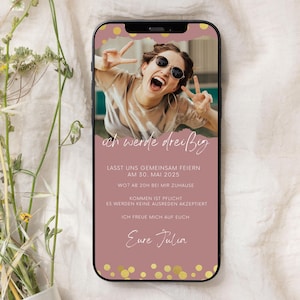 Digitale Geburtstagseinladung Vorlage | animierte eCard Einladung Geburtstagsparty mit Namen & Foto | digital personalisierbar 201