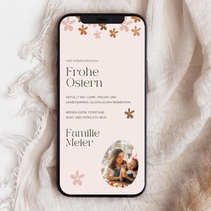 moderne eCard Ostergrüße mit Foto | digitale Osterkarte | Canva Vorlage Ostern | Osterwünsche per Handy versenden 757