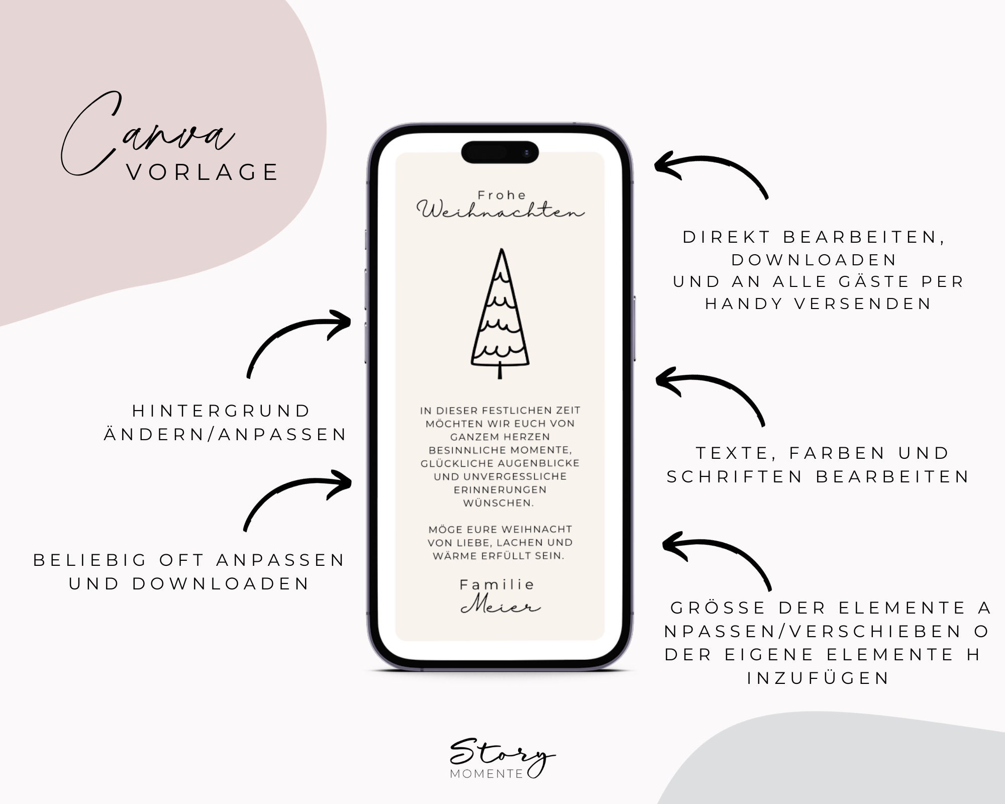 Digitale Weihnachtsgrüße minimalistisch personalisierbare