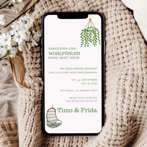 eCard Einladung zur Einweihungsparty | Blumen Pflanzen Design | minimalistische digitale Einladung | Vorlage selbst personalisieren 609