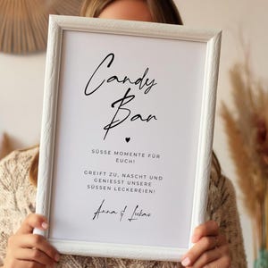 Candybar Tischschild Hochzeit personalisierbar | druckbares Candybar Hinweisschild Süßigkeiten | Poster Hochzeit Vorlage | Anna 04