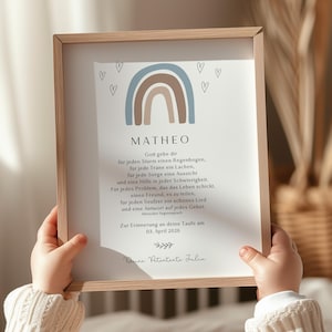 carta de patrocinio personalizada ahijado con arcoiris, certificado de bautismo imprimible plantilla de ahijado | Carta de bautismo niño arcoiris 413