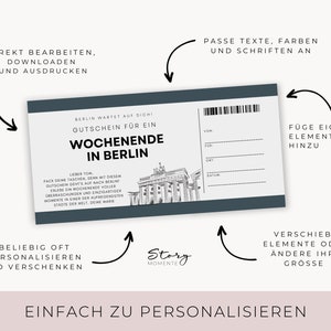 digitale Reise Gutschein Vorlage Berlin Wochenende Berlin Trip Geschenk Freundschaft Geschenk personalisierbar Gutschein Vorlage 1022 image 3