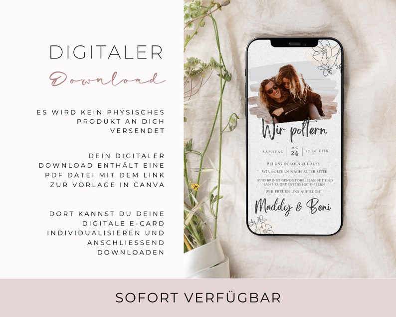 digitale Foto Einladung Polterabend personalisiert Poltern Einladungsvorlage selbst bearbeiten Poltern Einladung per Handy 101 Bild 8