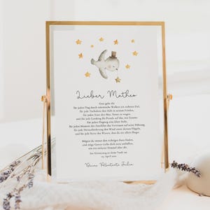 Carta de bautismo de ahijado pájaro personalizado, carta de padrino bautismo regalo ahijado, plantilla de cartel de bautismo imprimible cielo estrellado minimalista 412