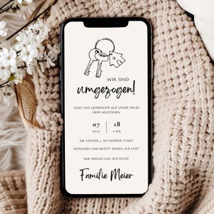 digitale Einladung zur Einweihungsparty selbst personalisieren | Schlüssel minimalistisch | neue Wohnung einweihen | eCard Vorlage 613