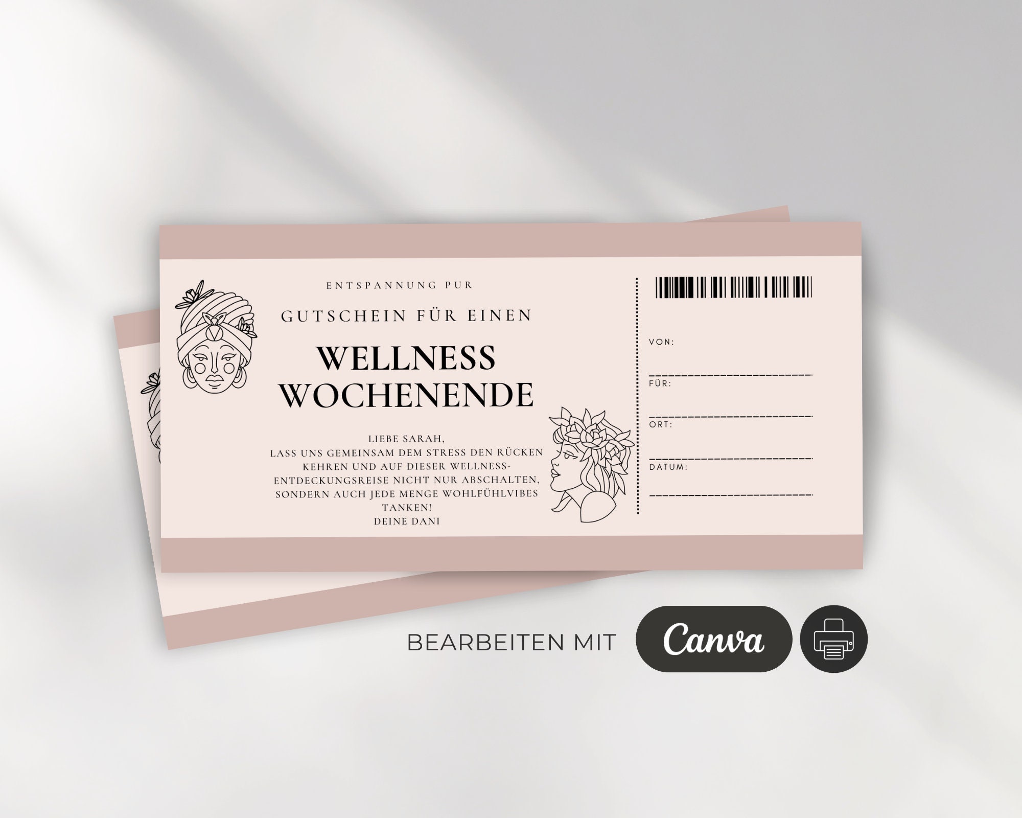 Gutschein Für Ein Wellness Wochenende Vorlage Digitale Gutschein Vorlage Spa Wellness Wochenende | Freundin