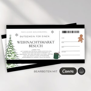 DIY Gutschein Vorlage Weihnachtsmarkt Besuch selbst bearbeiten | Zeit Verschenken | Geschenk Freunde Familie | Gutschein zum ausdrucken 1020