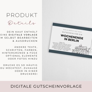 digitale Reise Gutschein Vorlage Berlin Wochenende Berlin Trip Geschenk Freundschaft Geschenk personalisierbar Gutschein Vorlage 1022 image 2