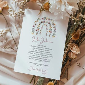 Póster de carta de patrocinador, plantilla de ahijado, arcoíris floral imprimible | Plantilla de certificado de bautismo de flores personalizable | Cartel carta bautismal flores 401