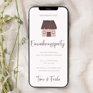 digitale Einladung zur Einweihungsparty | Haus minimalistisch | eCard Vorlage selbst personalisieren und Versand per Whatsapp 604