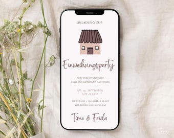 digitale Einladung zur Einweihungsparty | Haus minimalistisch | eCard Vorlage selbst personalisieren und Versand per Whatsapp 604