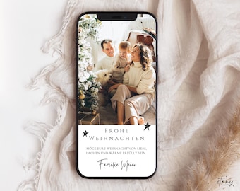 digitale Grüße zu Weihnachten mit Foto | personalisierte Weihnachtskarte minimalistisch animiert | Vorlage eCard | Versenden per Handy 736