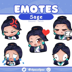Cute Valorant Sage emotes for Twitch streaming and Discord
