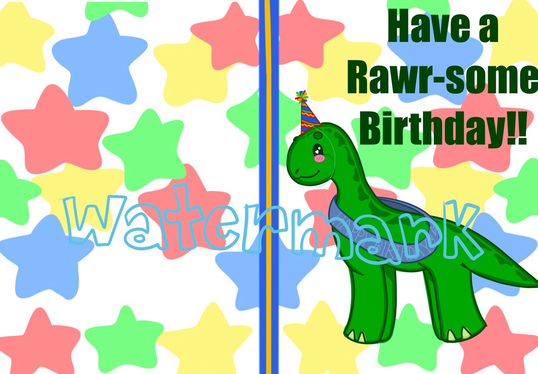 Printable Dinosaur Birthday Card - Etsy