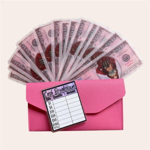 Money Place Card Holders for Savings Challenges | 15, Bank Bag, Cash Breakdown Card