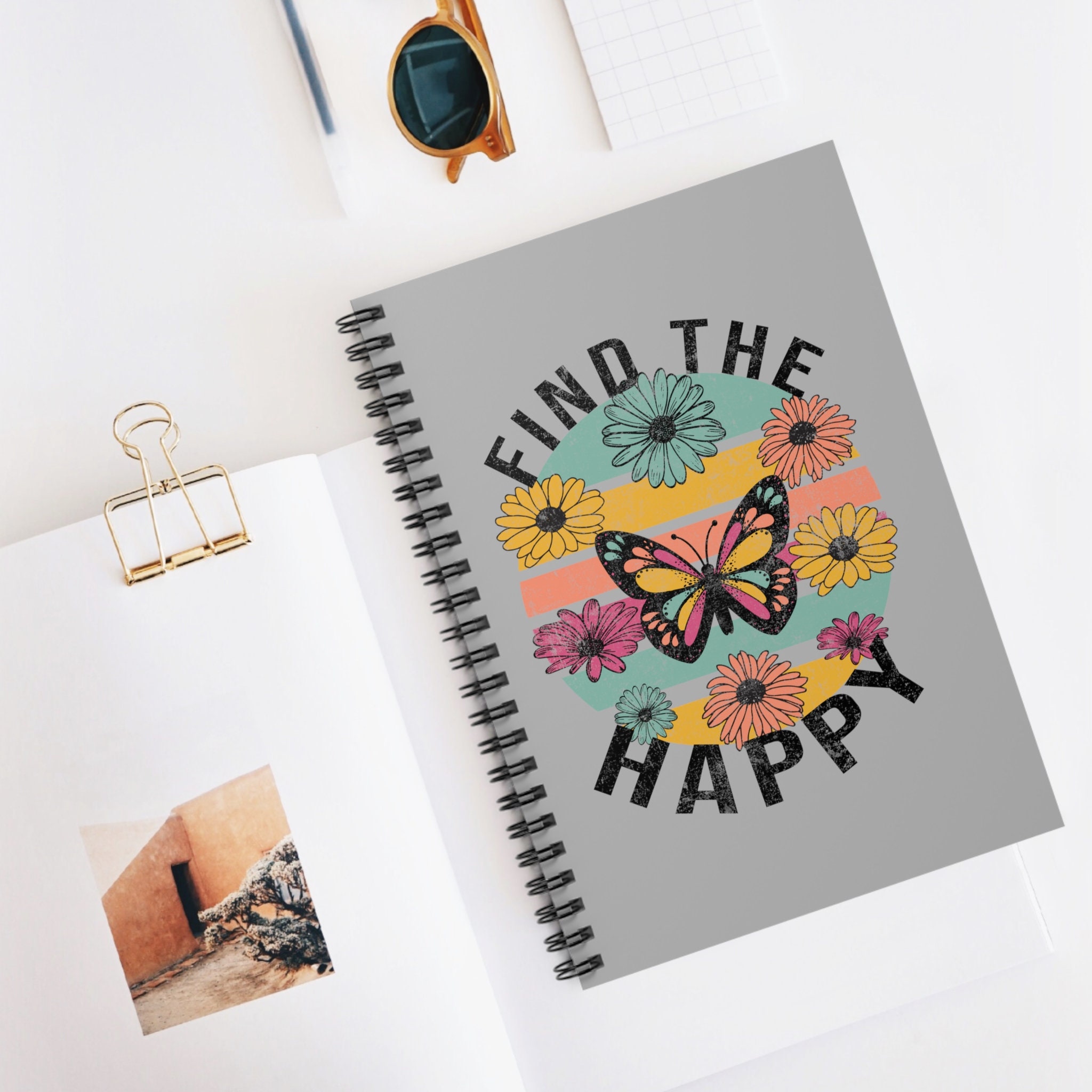 Find the Happy Boho Happiness Spiral Notebook Ruled Line - Etsy