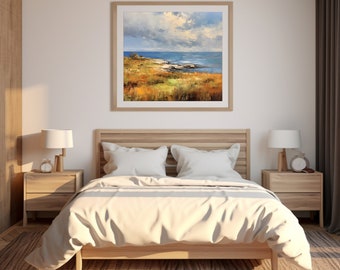 Wall Art, Cape Cod, East Coast, SeaGrove, Grassy Beach, Oil Painting, Summer, Coastal Decor, Seaside