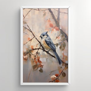 Wall Art, Titmouse Print, Birding, Oil Painting, Bird In A Tree, Back Yard Art, Tufted Titmouse