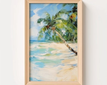 Impresión de arte de palmeras / Paisaje costero / Decoración de la casa de playa / Arte de la pared de California