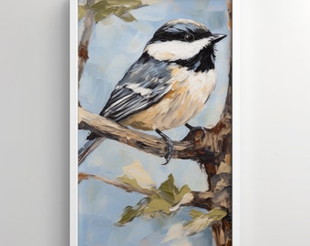 Chickadee Oil Painting Print | Bird Painting | Wall Art | Birdwatcher Gift