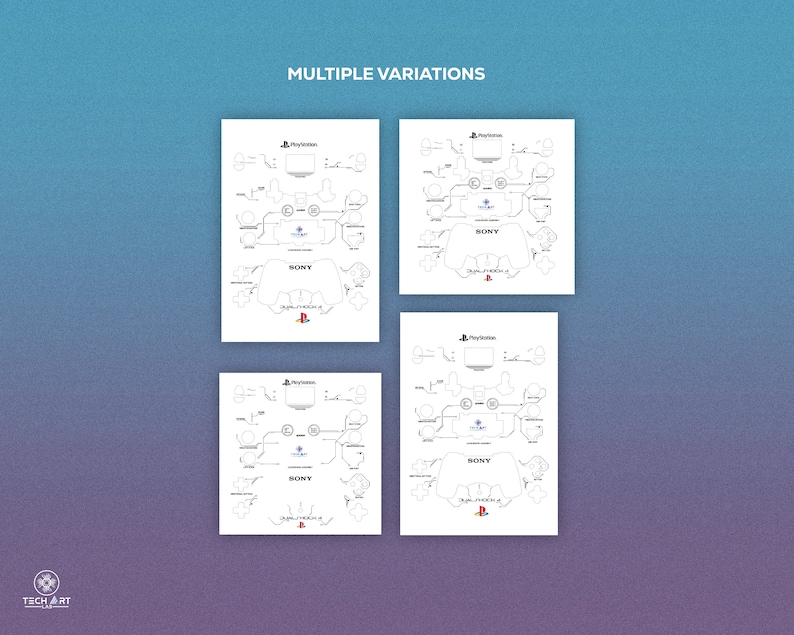 Sony Playstation Dualshock 4 Controller Teardown Template A3, 12x12in
