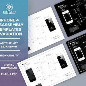 Download Iphone 4 framed template, iPhone Teardown Template, Frame iPhone, iPhone Wall Art, iPhone Frame Art / Digital Prints A3