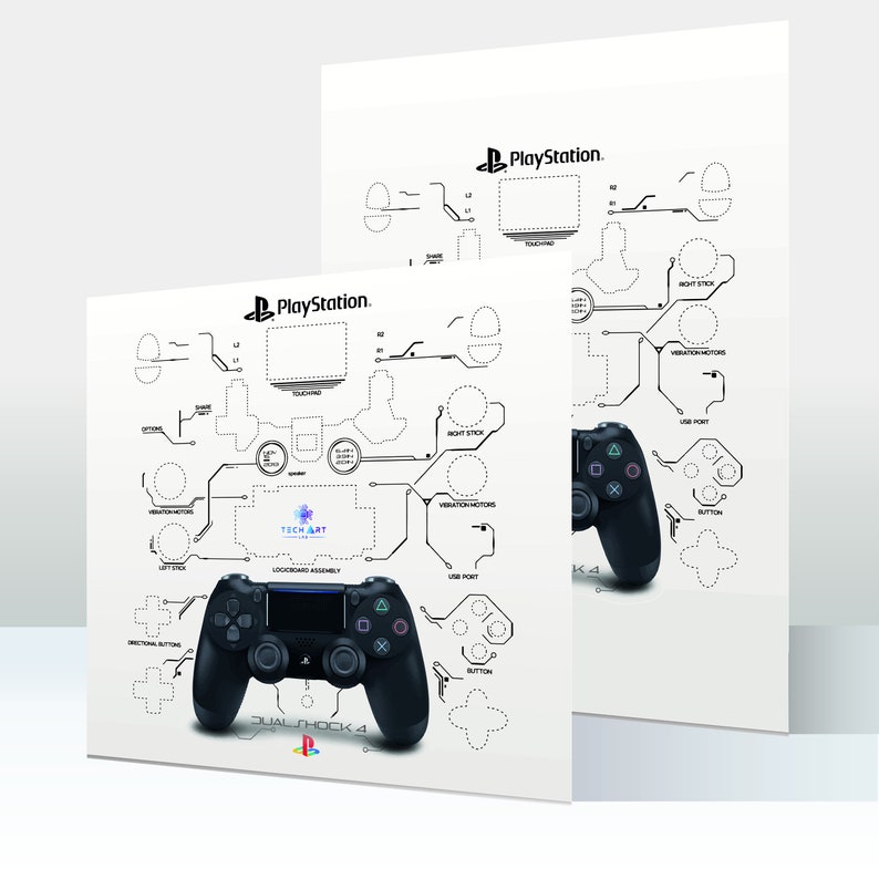 Sony Playstation Dualshock 4 Controller Teardown Template A3, 12x12in