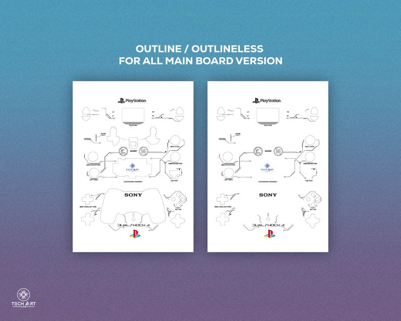 Sony Playstation Dualshock 4 Controller Teardown Template A3, 12x12in