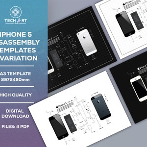 Iphone 5 teardown template, A3, iPhone Teardown Templates, Frame iPhone, iPhone Wall Art, iPhone Frame Art / Digital Prints A3