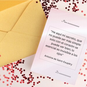 Tarjeta Coloreada Amor / Tarjeta Digital Español / Tarjeta con Cita/ San Valentín