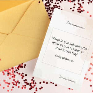 Tarjeta Coloreada Amor / Tarjeta Digital Español / Tarjeta con Cita / San Valentín