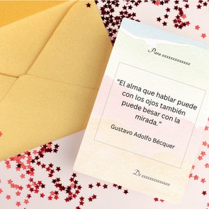 Tarjeta De Colores Amor / Tarjeta Digital Español / Tarjeta con Cita / San Valentín
