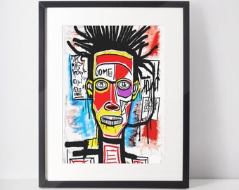 Basquiat Styled Wall Art, Abstract Wall Art, Trendy  Wall Print, Expressionist wall Art, Printable Wall Decor, Graffiti Wall Print