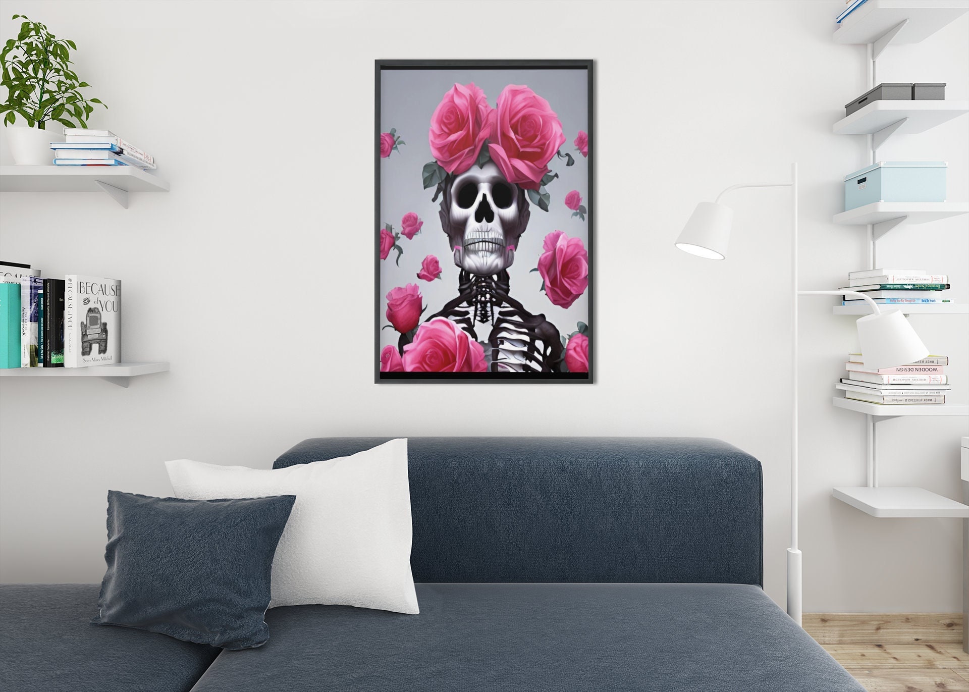 Skeleton and Roses Wall Art, Skelton Wall Art, Trendy Wall Print ...