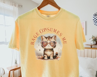 Rage Consumes Me Cat T-Shirt: Funny Graphic Boxy Tee