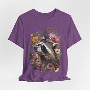 Cottage Core Raccoon T-Shirt Floral Coquette Raccoon Shirt Water Color Racoon Graphic image 5