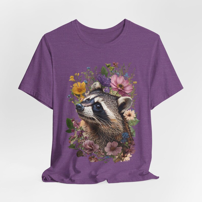 Cottage Core Raccoon T-Shirt Floral Coquette Raccoon Shirt Water Color Racoon Graphic image 5