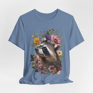 Cottage Core Raccoon T-Shirt Floral Coquette Raccoon Shirt Water Color Racoon Graphic image 6