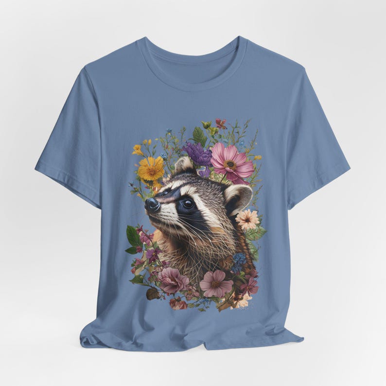 Cottage Core Raccoon T-Shirt Floral Coquette Raccoon Shirt Water Color Racoon Graphic image 6