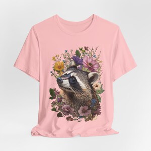 Cottage Core Raccoon T-Shirt Floral Coquette Raccoon Shirt Water Color Racoon Graphic image 4
