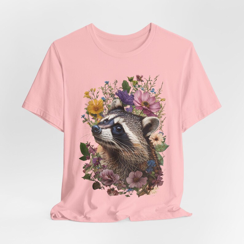 Cottage Core Raccoon T-Shirt Floral Coquette Raccoon Shirt Water Color Racoon Graphic image 4