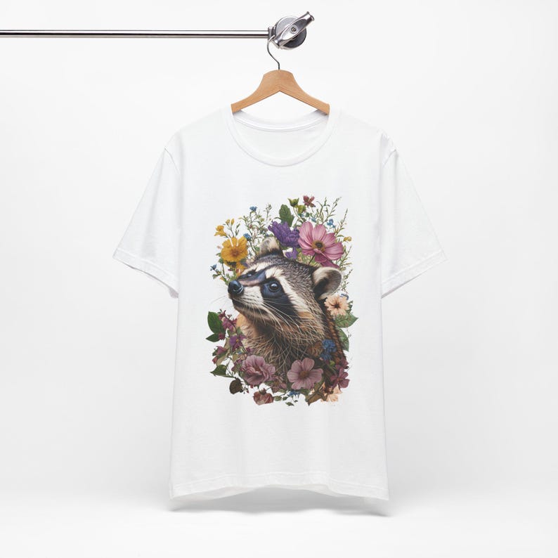 Cottage Core Raccoon T-Shirt Floral Coquette Raccoon Shirt Water Color Racoon Graphic image 3