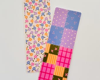 Floral & quilted vibes laminated bookmarks