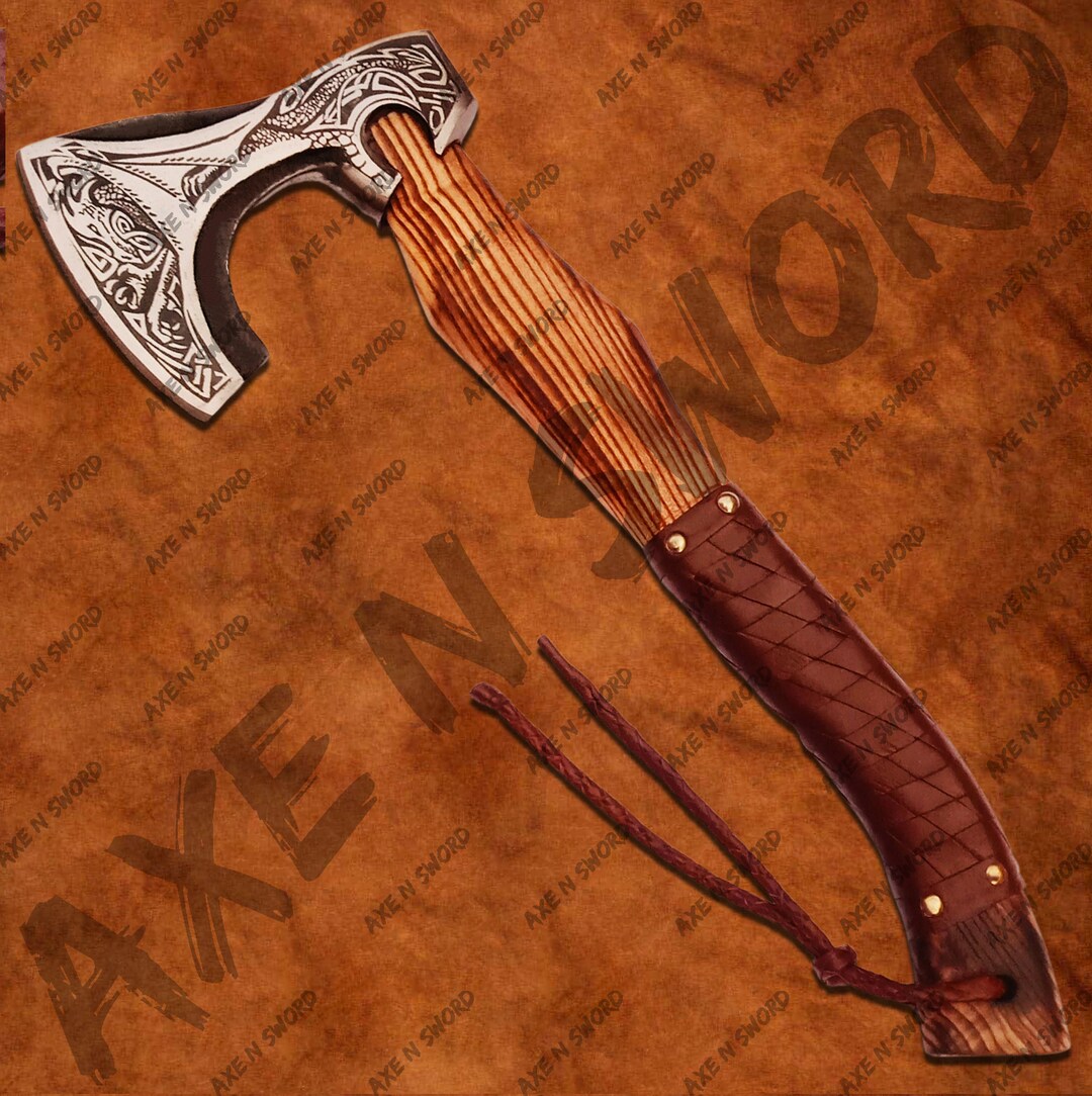 Carbon Steel Viking Axe HATCHET Throwing Axe Camping Axe Wood Handle
