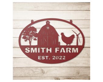 Personalized Chicken Farm Sign, Metal Farm Sign, Personalized Hen House Sign, Farmhouse Decor, Custom Chicken Coop sign, Farm Barn Decor