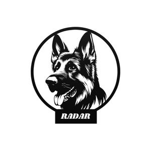 German Shepherd Dog Silhouette Metal Sign, Custom dog&#39;s name metal sign, wall hanging steel sign, can be used Indoor/Outdoor, Dog Monogram