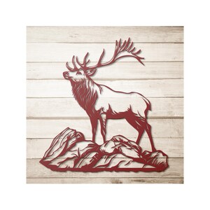 Deer Elk Metal Sign, Deer Buck Art, Cabin Decoration, Housewarming Gift, Elk Lodge Decor, Outdoor Indoor Elk Wall Decor, Wildlife Lover Gift